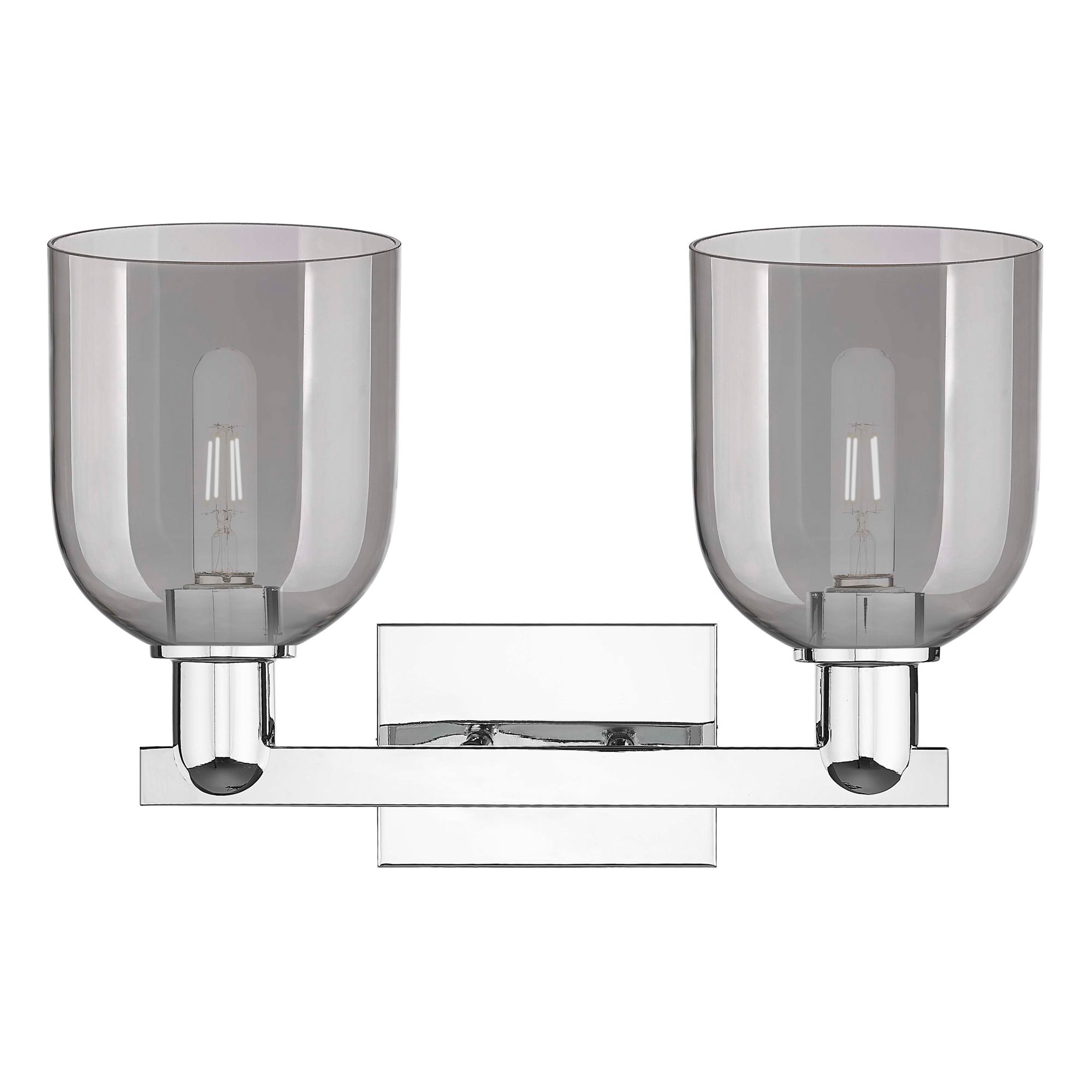 Image 2 Arcadia Bella 17"W 2 Light Chrome Vanity Light w/ Light Smoke Shade more views