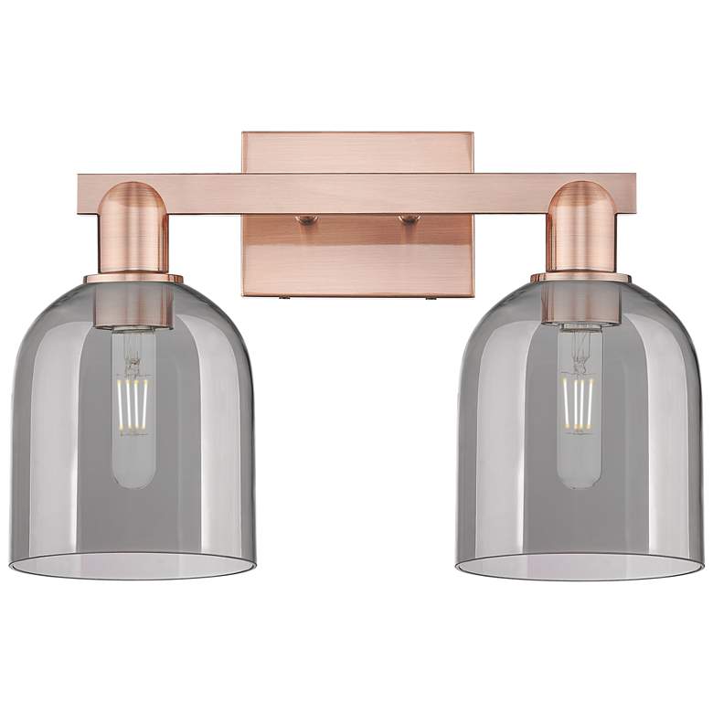 Image 1 Arcadia Bella 17"W 2 Light Copper Vanity Light With Light Smoke Shade