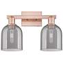 1_Arcadia Bella 17"W 2 Light Copper Vanity Light With Light Smoke Shade