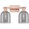 Arcadia Bella 17"W 2 Light Copper Vanity Light With Light Smoke Shade