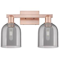 Arcadia Bella 17"W 2 Light Copper Vanity Light With Light Smoke Shade