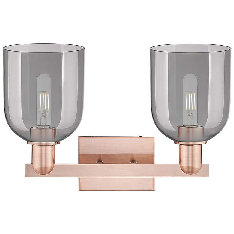 Image 2 Arcadia Bella 17"W 2 Light Copper Vanity Light With Light Smoke Shade more views