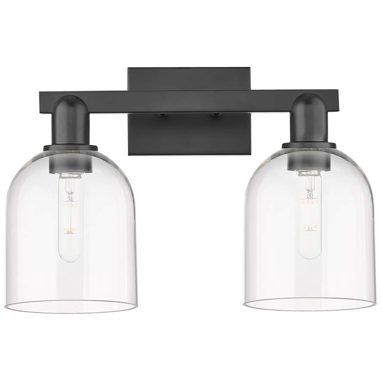 Image 1 Arcadia Bella 17"W 2 Light Matte Black Vanity Light With Clear Shade