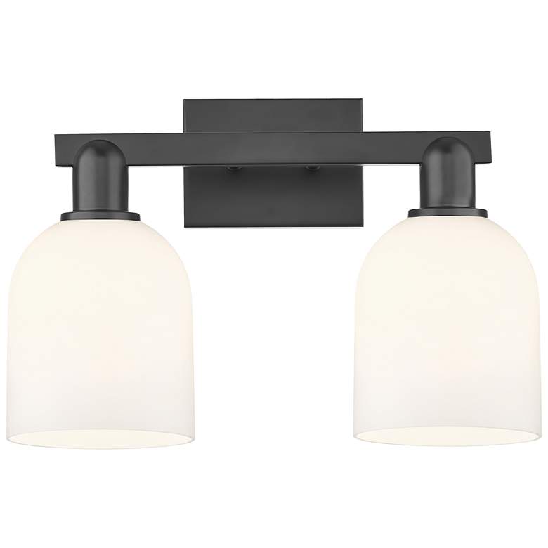 Image 1 Arcadia Bella 17"W 2 Light Matte Black Vanity Light With White Shade