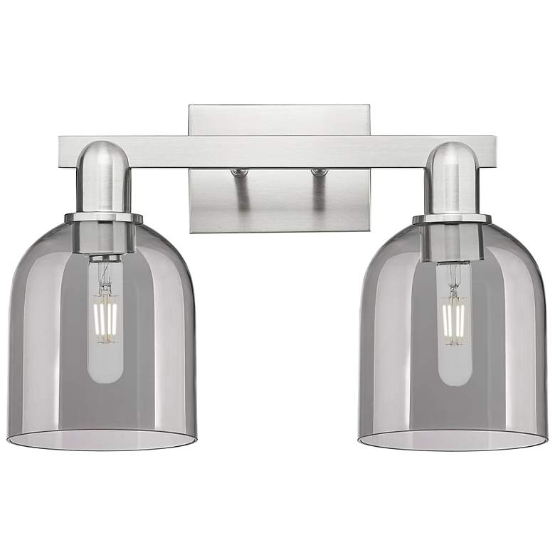 Image 1 Arcadia Bella 17"W 2 Light Nickel Bath Light w/ Light Smoke Shade