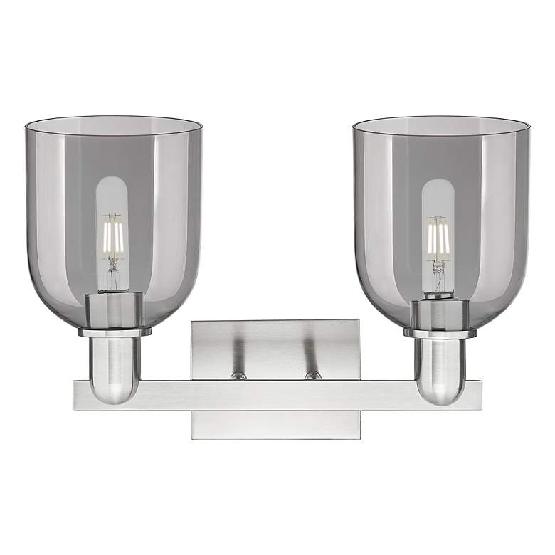 Image 2 Arcadia Bella 17"W 2 Light Nickel Bath Light w/ Light Smoke Shade more views