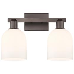 Arcadia Bella 17"W 2 Light Oiled Bronze Vanity Light w/ White Shade