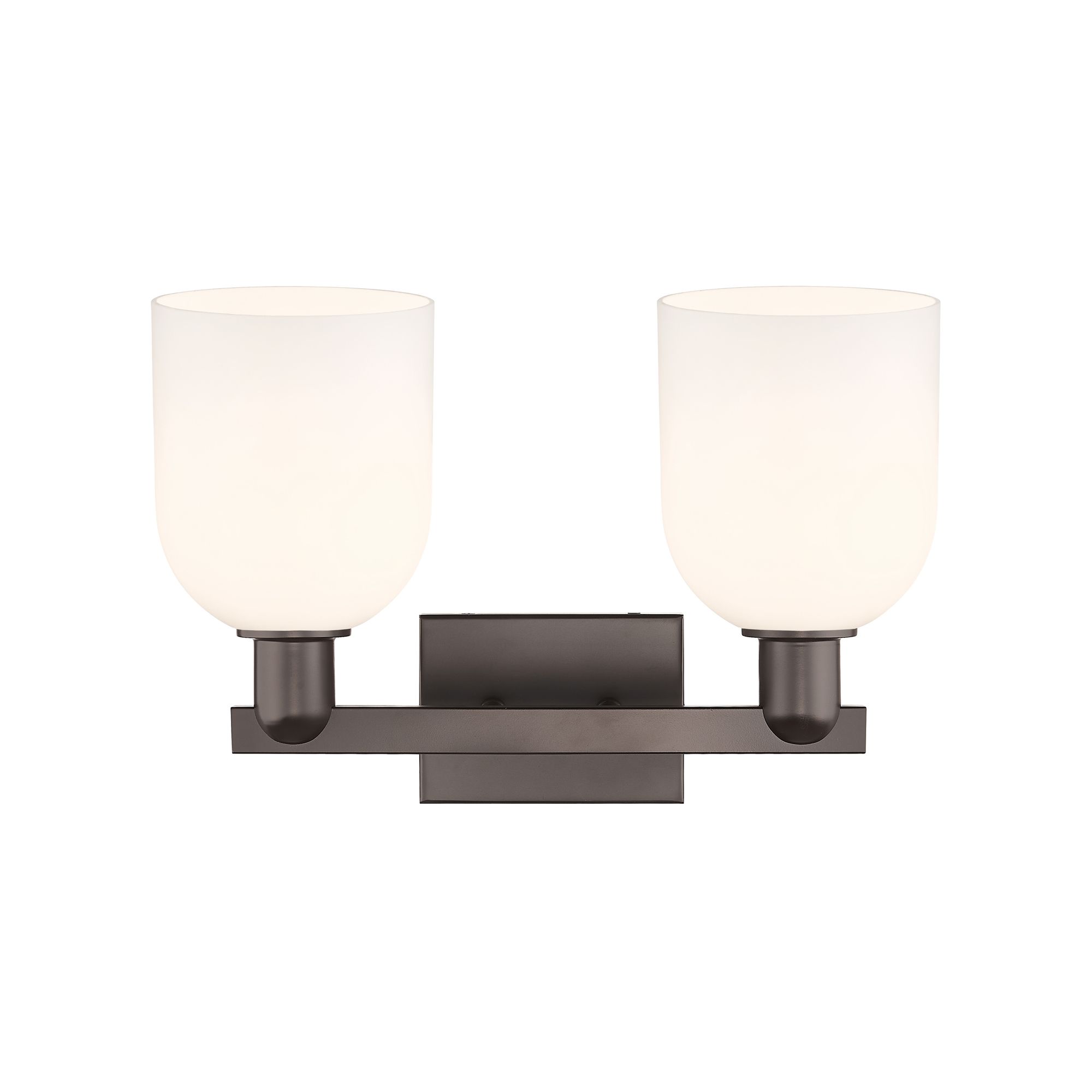 Image 2 Arcadia Bella 17"W 2 Light Oiled Bronze Vanity Light w/ White Shade more views