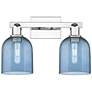 1_Arcadia Bella 17"W 2 Light Polished Chrome Bath Light With Blue Shade