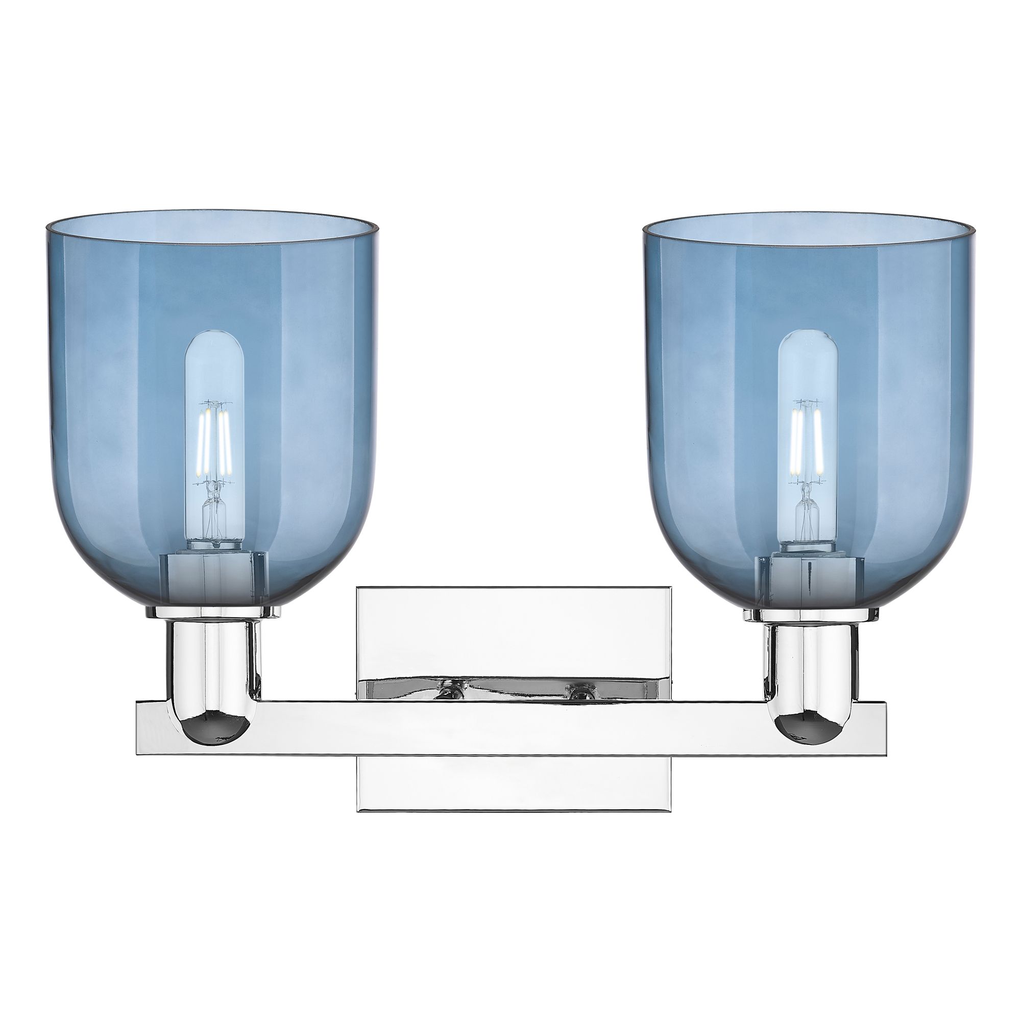 Image 2 Arcadia Bella 17"W 2 Light Polished Chrome Bath Light With Blue Shade more views