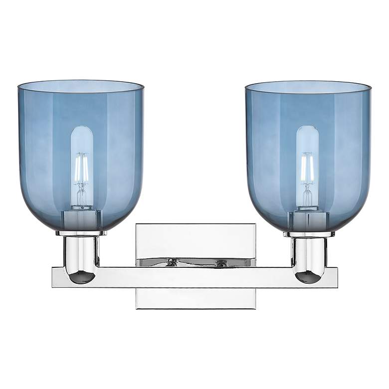 Image 2 Arcadia Bella 17"W 2 Light Polished Chrome Bath Light With Blue Shade more views