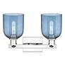 2_Arcadia Bella 17"W 2 Light Polished Chrome Bath Light With Blue Shade more views