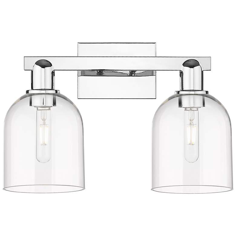 Image 1 Arcadia Bella 17"W 2 Light Polished Chrome Vanity Light w/ Clear Shade