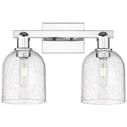 Arcadia Bella 17"W 2 Light Polished Chrome Vanity Light w/ Seedy Shade