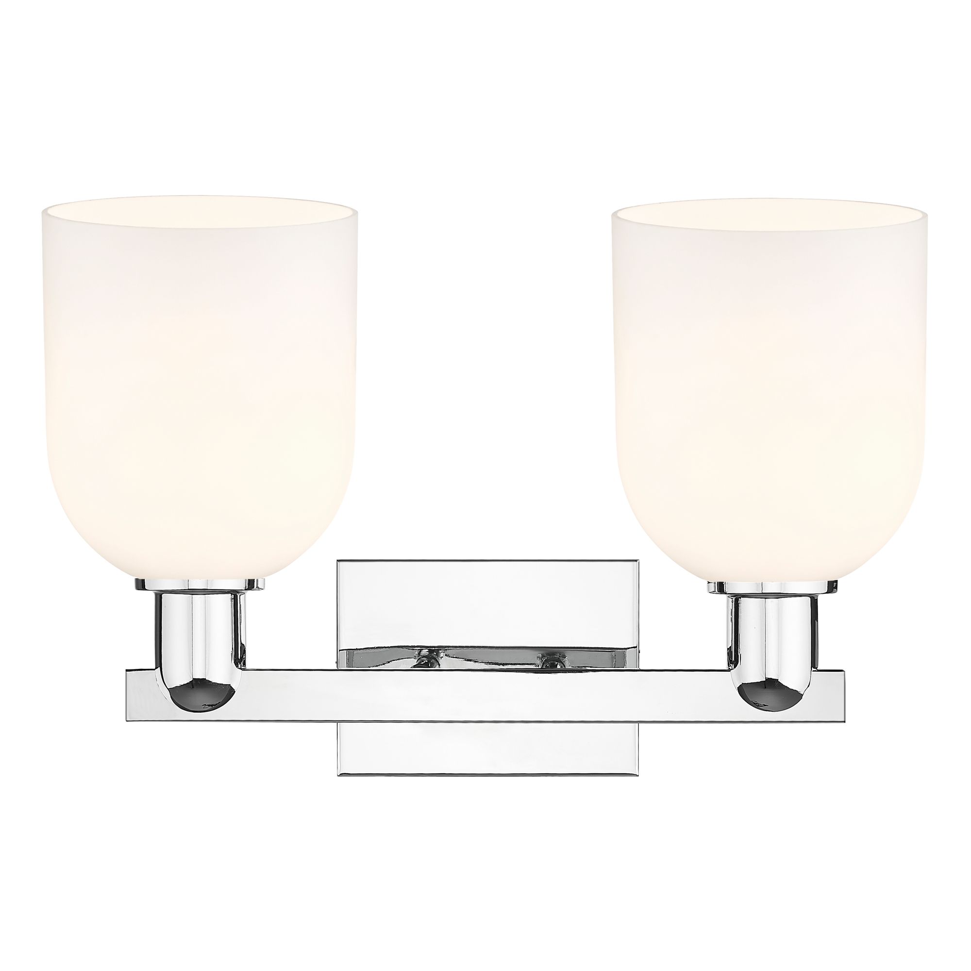 Image 2 Arcadia Bella 17"W 2 Light Polished Chrome Vanity Light w/ White Shade more views