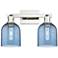 Arcadia Bella 17"W 2 Light Polished Nickel Bath Light With Blue Shade