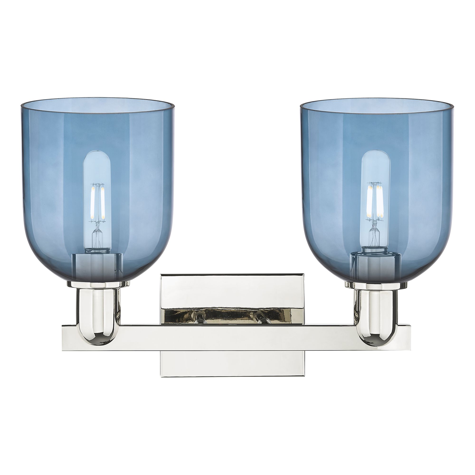 Image 2 Arcadia Bella 17"W 2 Light Polished Nickel Bath Light With Blue Shade more views