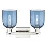 2_Arcadia Bella 17"W 2 Light Polished Nickel Bath Light With Blue Shade more views