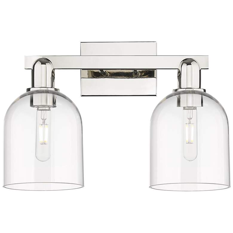 Image 1 Arcadia Bella 17"W 2 Light Polished Nickel Vanity Light w/ Clear Shade