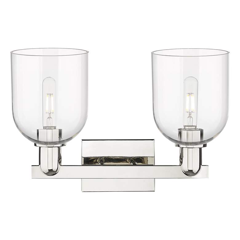 Image 2 Arcadia Bella 17"W 2 Light Polished Nickel Vanity Light w/ Clear Shade more views