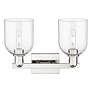 Arcadia Bella 17"W 2 Light Polished Nickel Vanity Light w/ Clear Shade