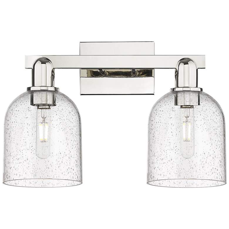 Image 1 Arcadia Bella 17"W 2 Light Polished Nickel Vanity Light w/ Seedy Shade