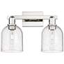 1_Arcadia Bella 17"W 2 Light Polished Nickel Vanity Light w/ Seedy Shade