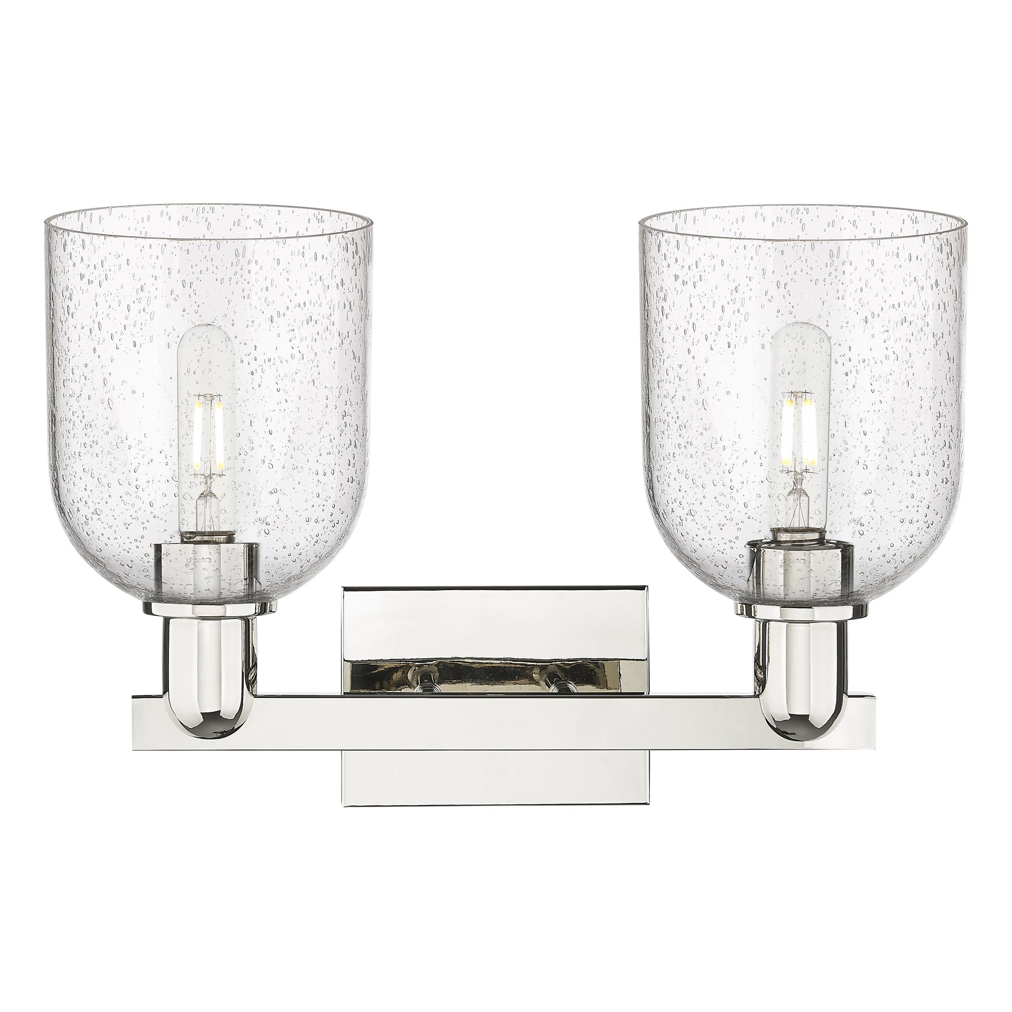 Image 2 Arcadia Bella 17"W 2 Light Polished Nickel Vanity Light w/ Seedy Shade more views