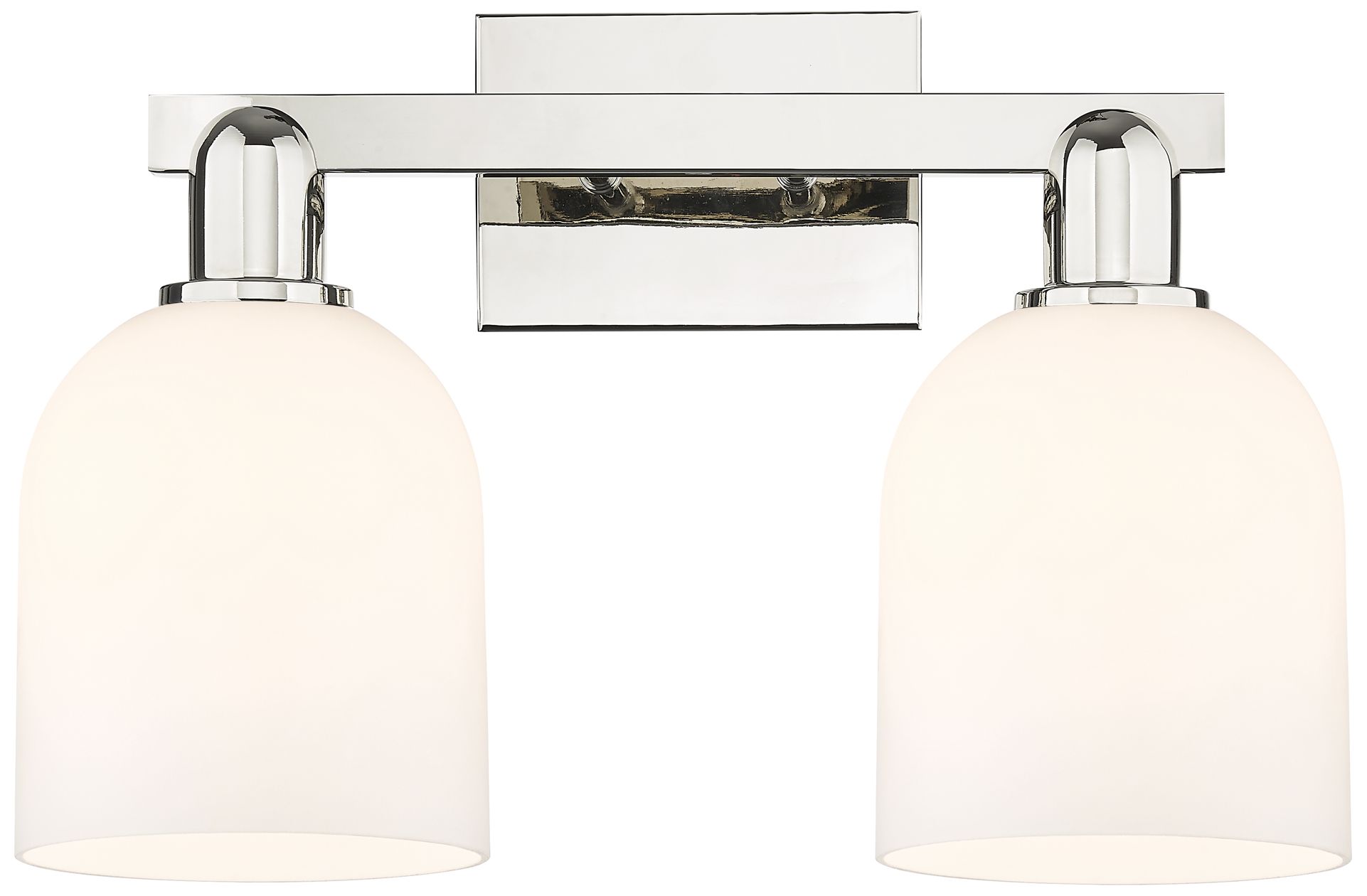 Arcadia Bella 17"W 2 Light Polished Nickel Vanity Light w/ White Shade