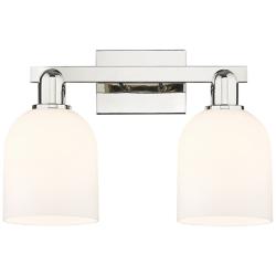 Arcadia Bella 17"W 2 Light Polished Nickel Vanity Light w/ White Shade
