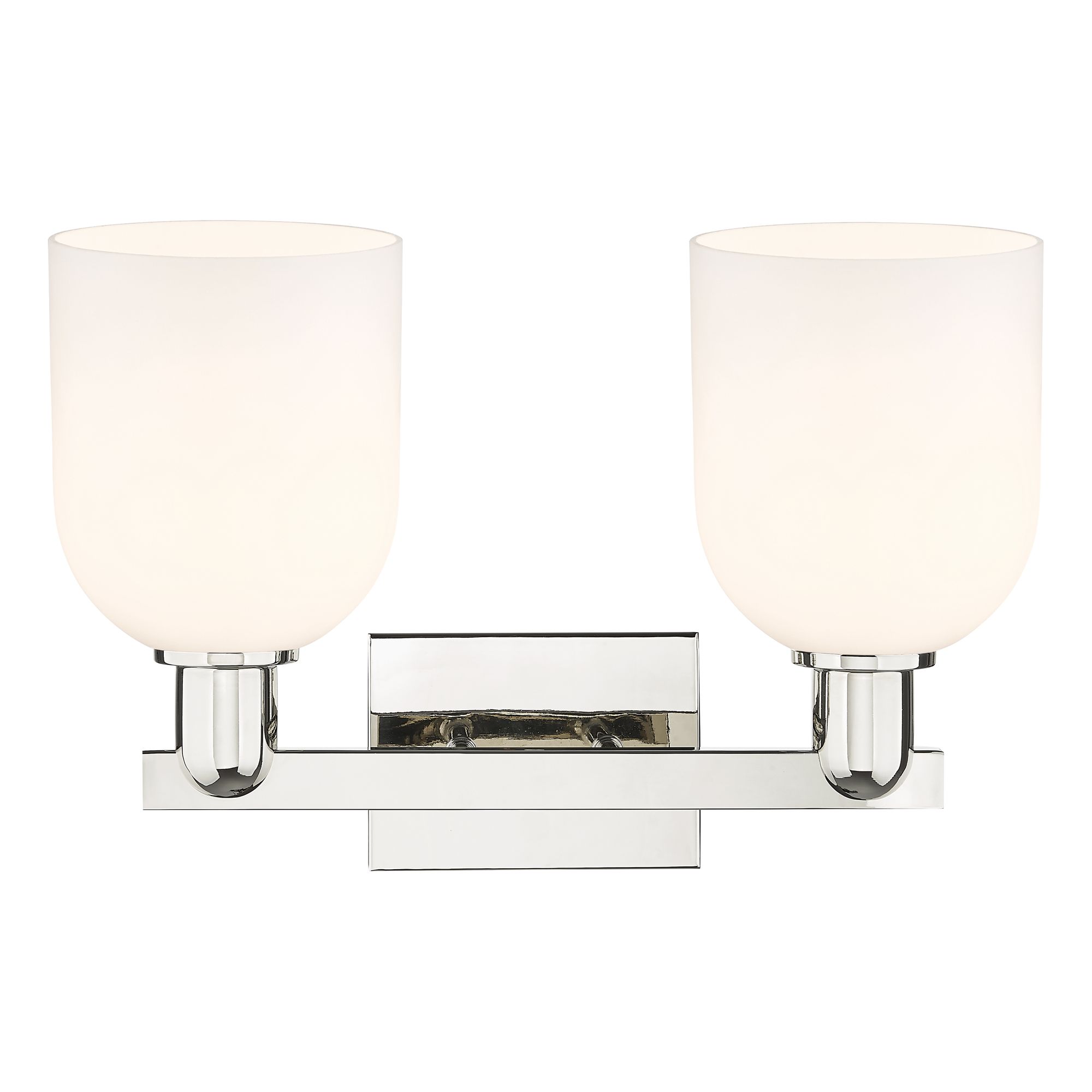 Image 2 Arcadia Bella 17"W 2 Light Polished Nickel Vanity Light w/ White Shade more views