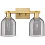 Arcadia Bella 17"W 2-Lt Brushed Brass Bath Light w/ Light Smoke Shade