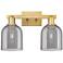 Arcadia Bella 17"W 2-Lt Brushed Brass Bath Light w/ Light Smoke Shade