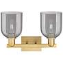 Arcadia Bella 17"W 2-Lt Brushed Brass Bath Light w/ Light Smoke Shade