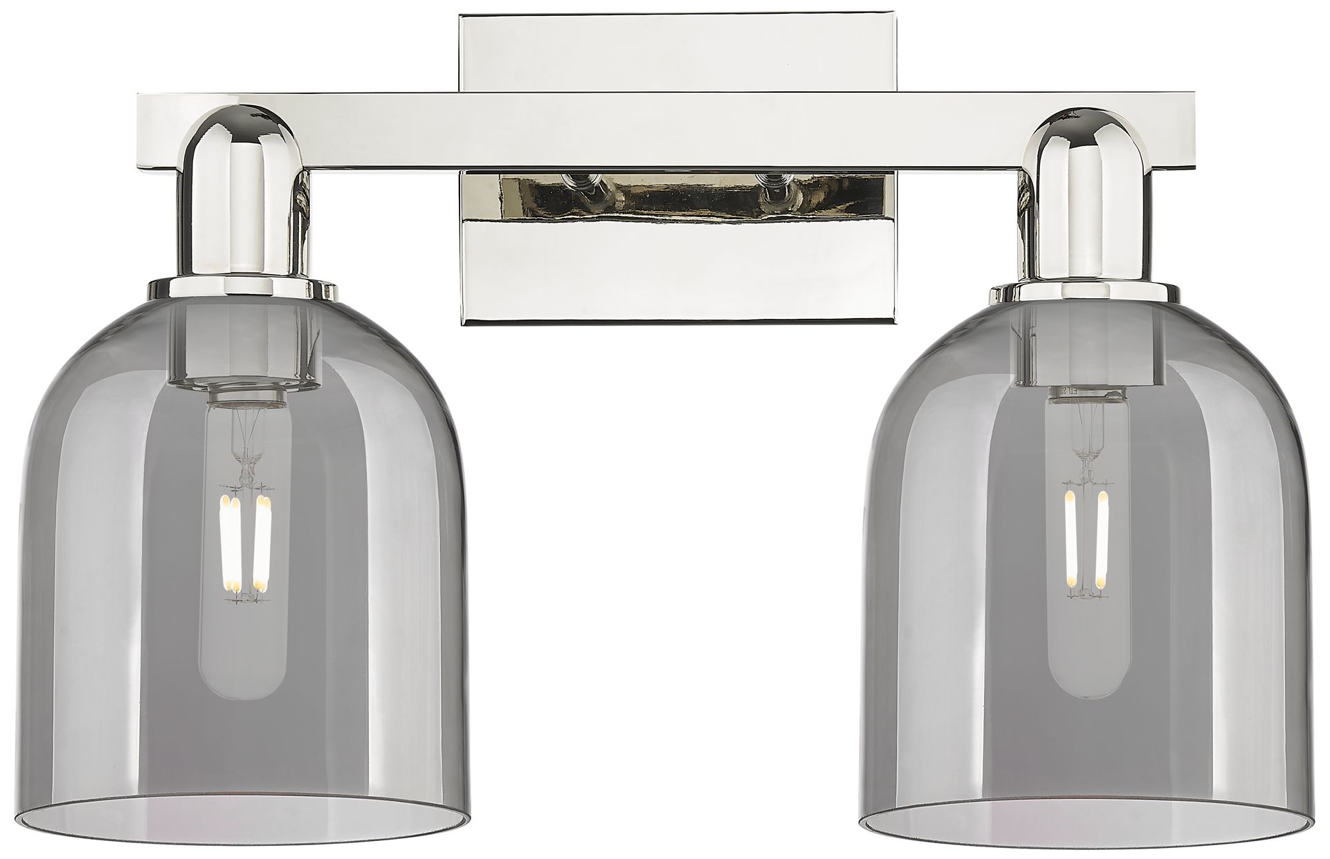 Arcadia Bella 17"W 2-Lt Polished Nickel Vanity w/ Light Smoke Shade