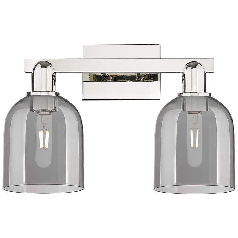 Image 1 Arcadia Bella 17"W 2-Lt Polished Nickel Vanity w/ Light Smoke Shade