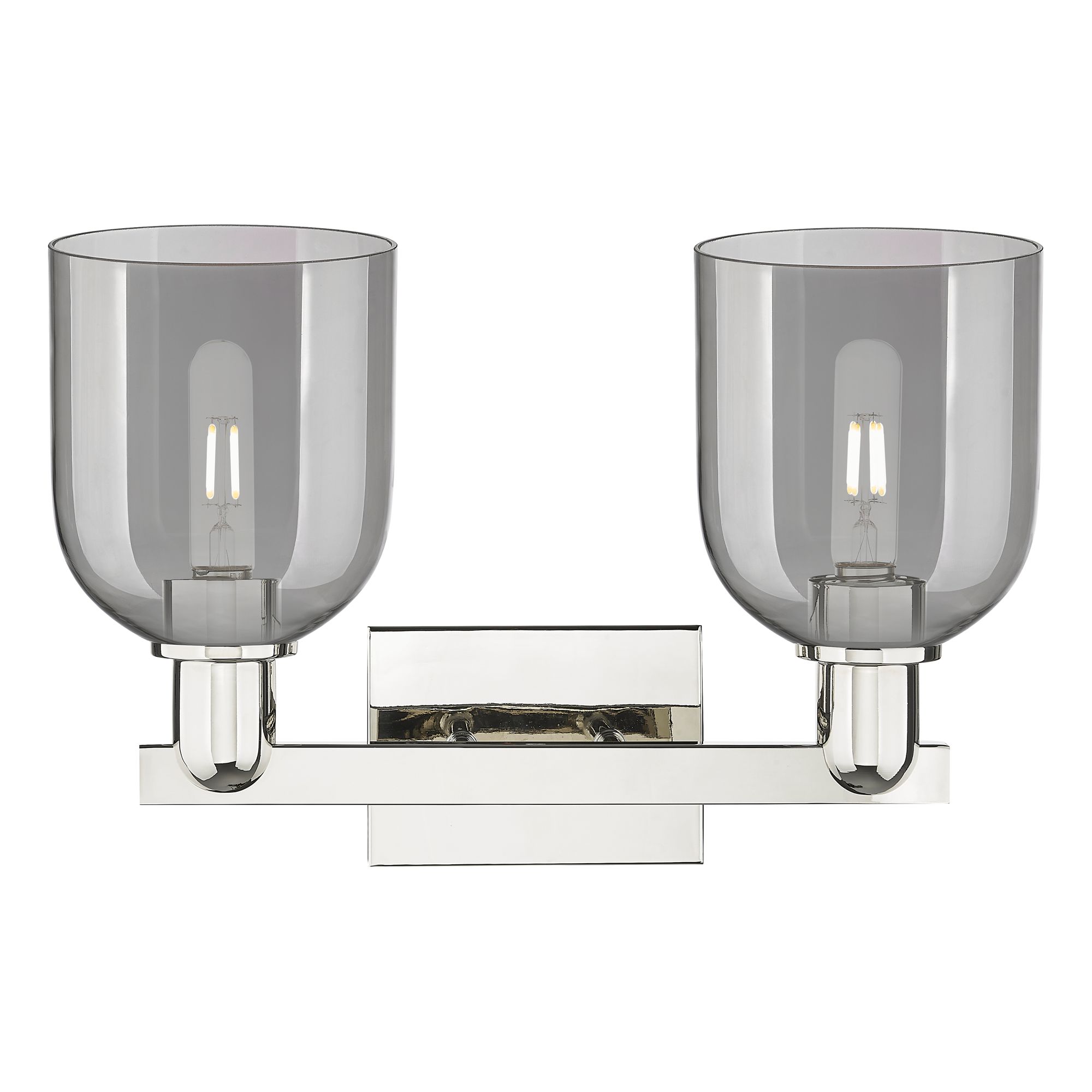 Image 2 Arcadia Bella 17"W 2-Lt Polished Nickel Vanity w/ Light Smoke Shade more views