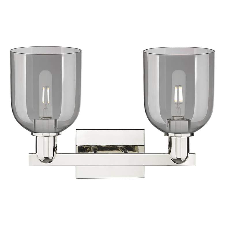 Image 2 Arcadia Bella 17"W 2-Lt Polished Nickel Vanity w/ Light Smoke Shade more views