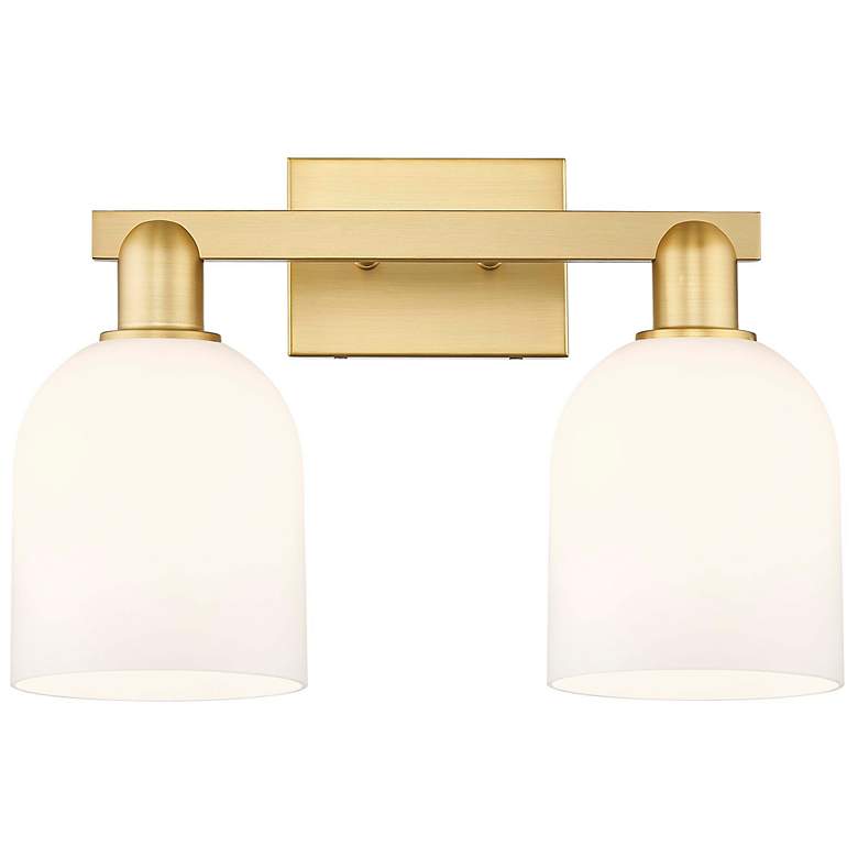 Image 1 Arcadia Bella 17" Wide 2 Light Satin Gold Bath Light With White Shade