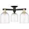 Arcadia Bella 23"W 3 Light Black Brass Semi.Flush Mount w/ Clear Shade