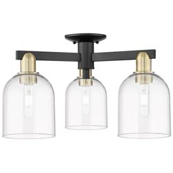 Arcadia Bella 23"W 3 Light Black Brass Semi.Flush Mount w/ Clear Shade
