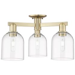 Arcadia Bella 23"W 3 Light Brass Semi.Flush Mount With Clear Shade