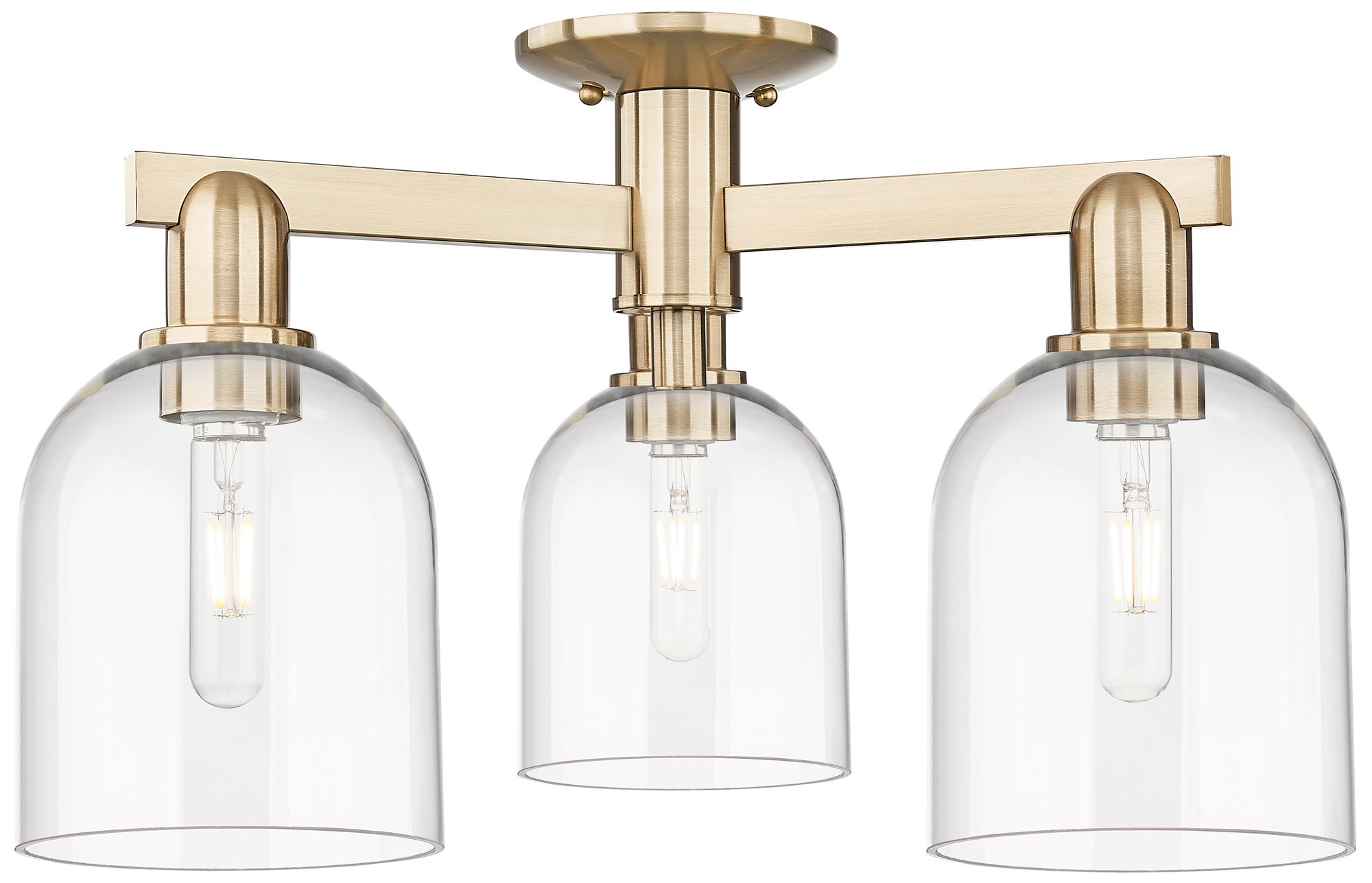 Arcadia Bella 23"W 3 Light Bronze Semi.Flush Mount w/ Clear Shade