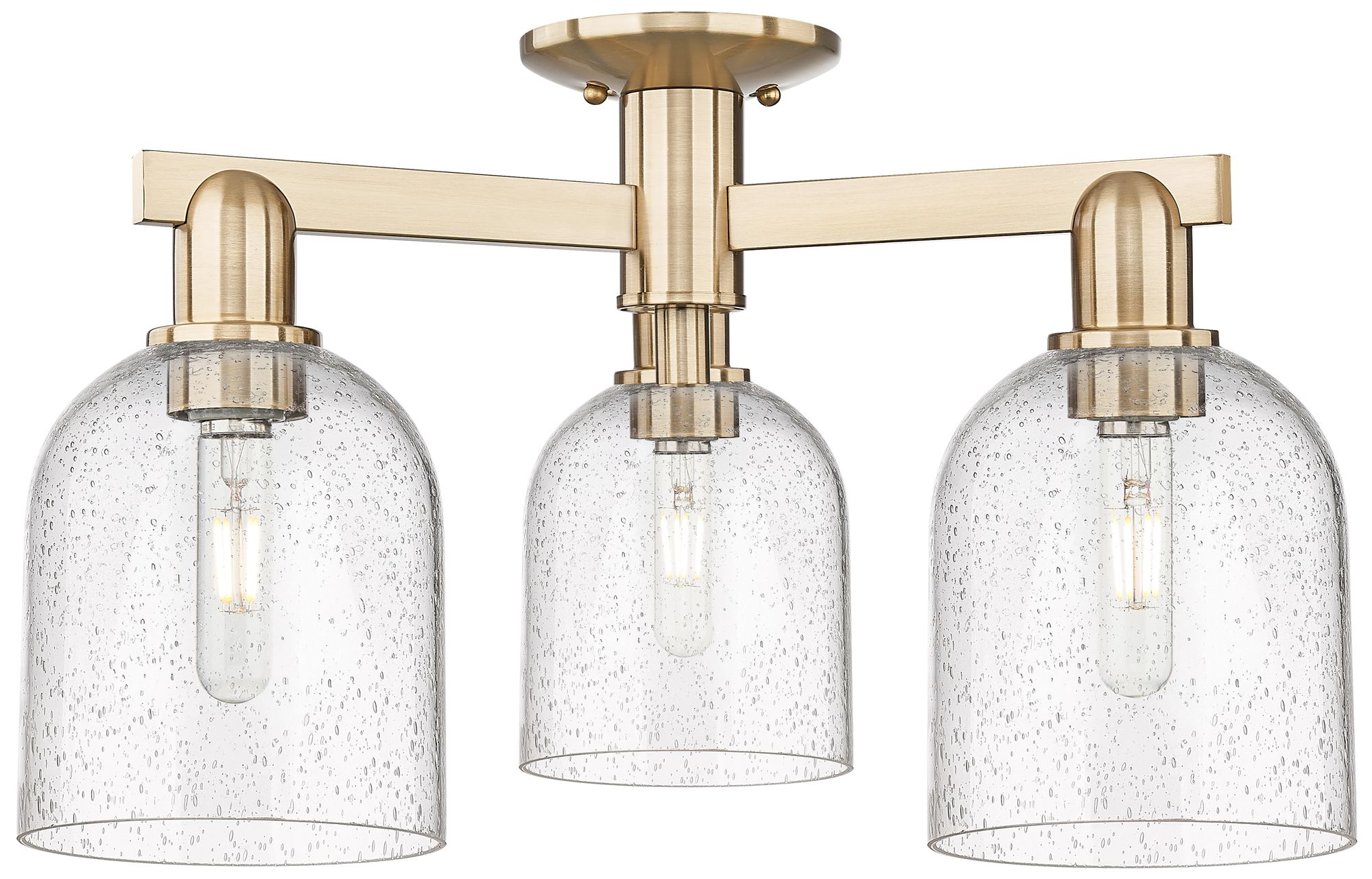 Arcadia Bella 23"W 3 Light Bronze Semi.Flush Mount w/ Seedy Shade