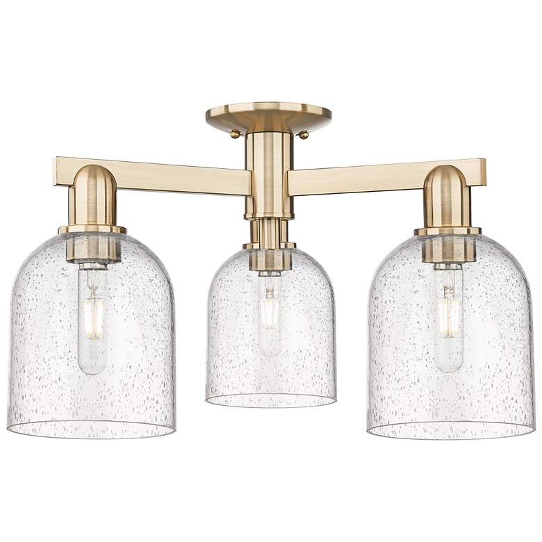 Image 1 Arcadia Bella 23"W 3 Light Bronze Semi.Flush Mount w/ Seedy Shade
