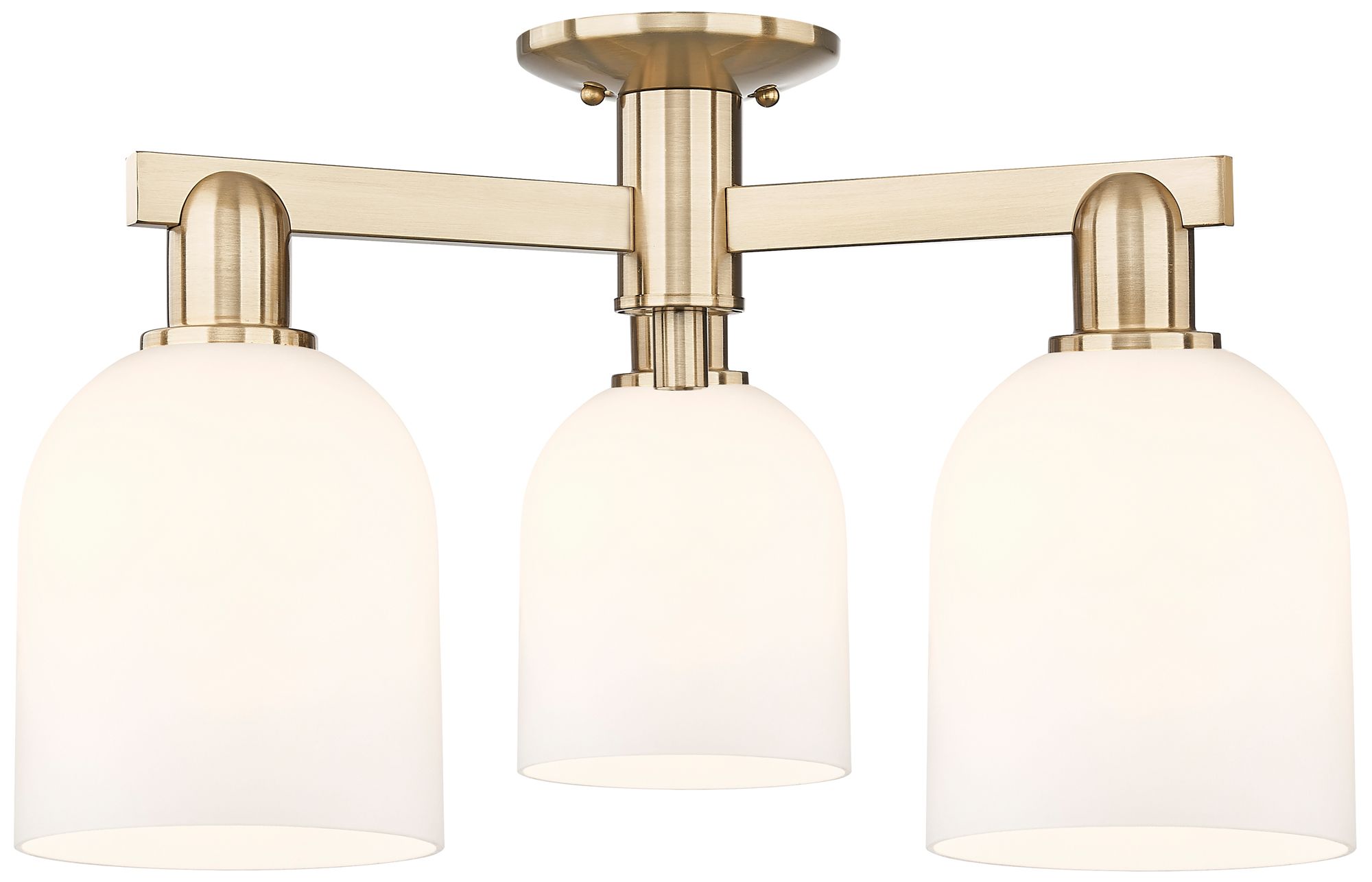 Arcadia Bella 23"W 3 Light Bronze Semi.Flush Mount w/ White Shade