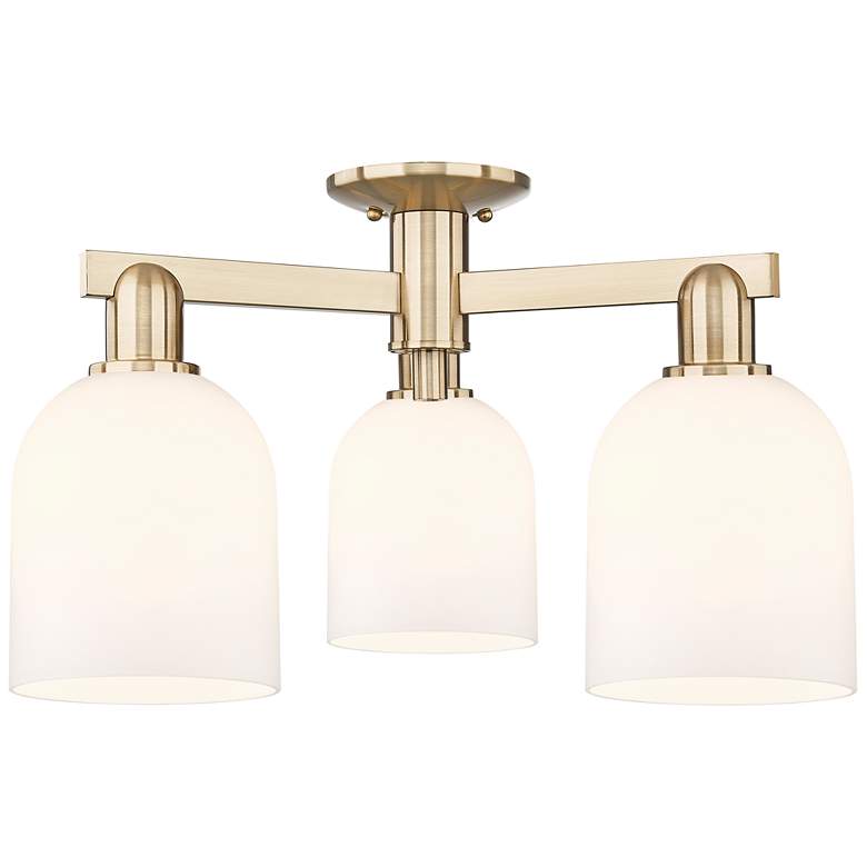 Image 1 Arcadia Bella 23"W 3 Light Bronze Semi.Flush Mount w/ White Shade
