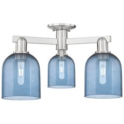 Arcadia Bella 23"W 3 Light Brushed Nickel Semi-Flush w/ Blue Shade