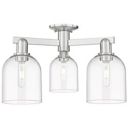 Arcadia Bella 23"W 3 Light Brushed Nickel Semi-Flush w/ Clear Shade