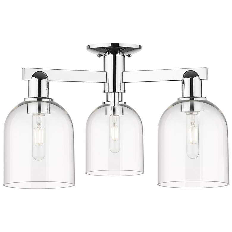 Image 1 Arcadia Bella 23"W 3 Light Chrome Semi.Flush Mount w/ Clear Shade